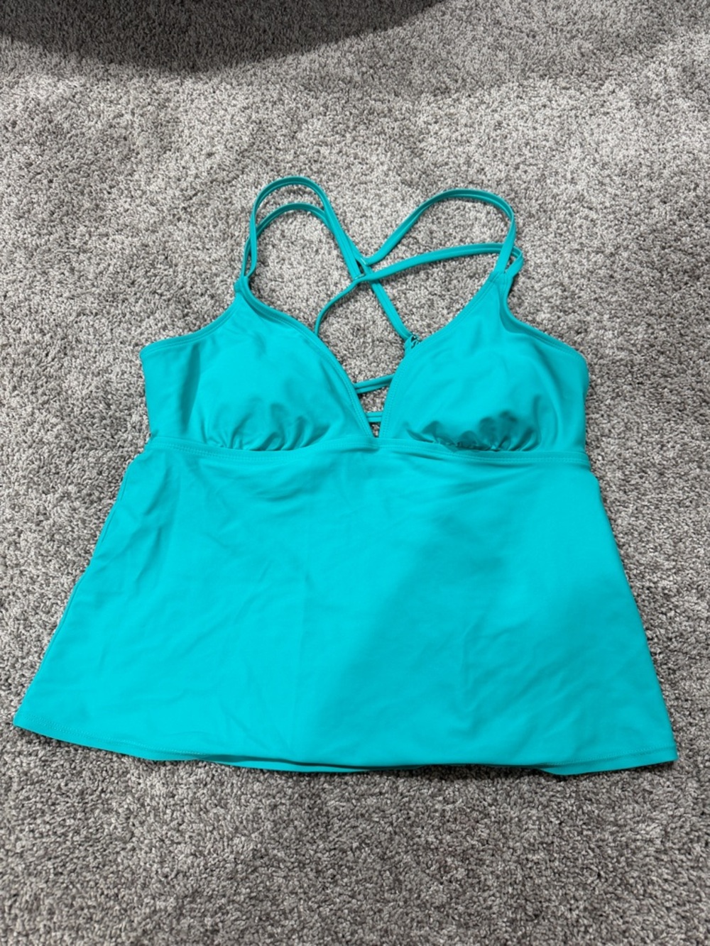 Time and Tru Teal Crossback Tankini Top